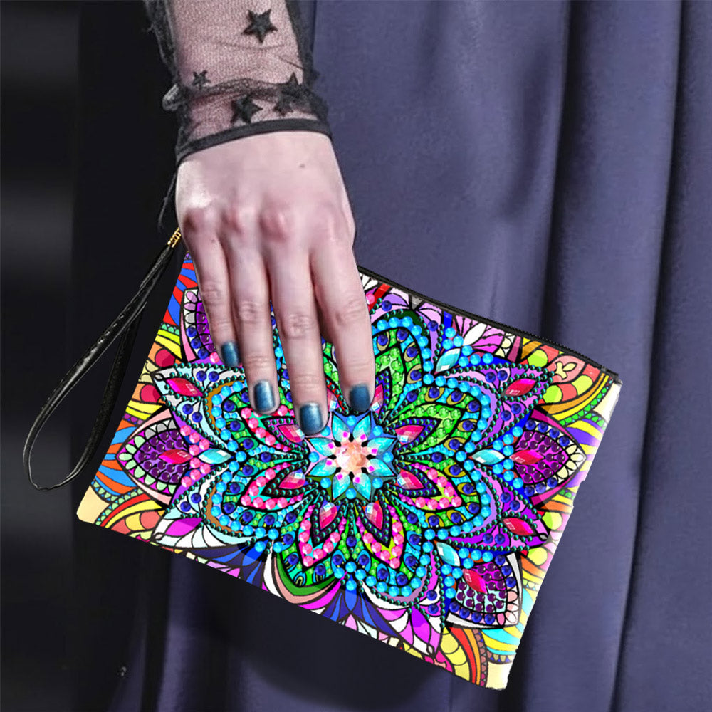 Mandala Lotus Brillant Broderie Diamant Sac Poignet