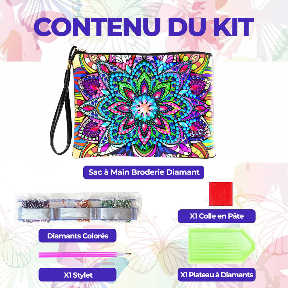 Mandala Lotus Brillant Broderie Diamant Sac Poignet