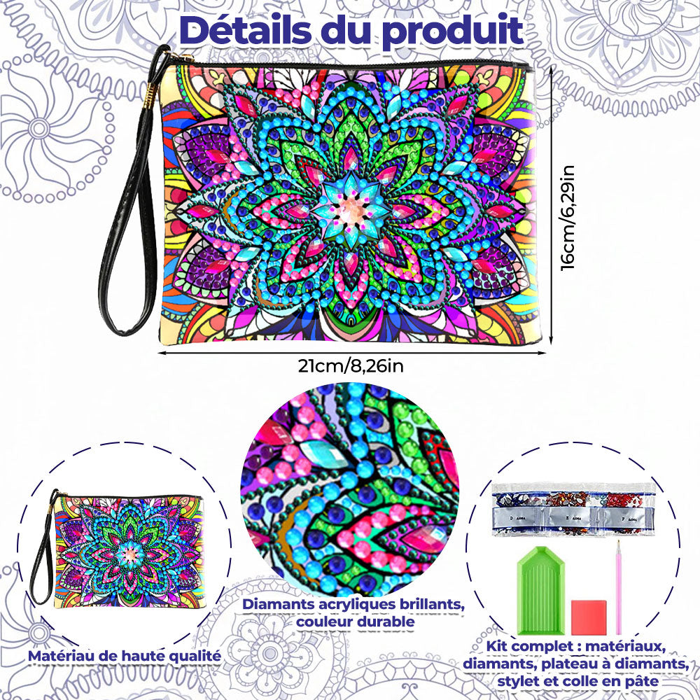 Mandala Lotus Brillant Broderie Diamant Sac Poignet