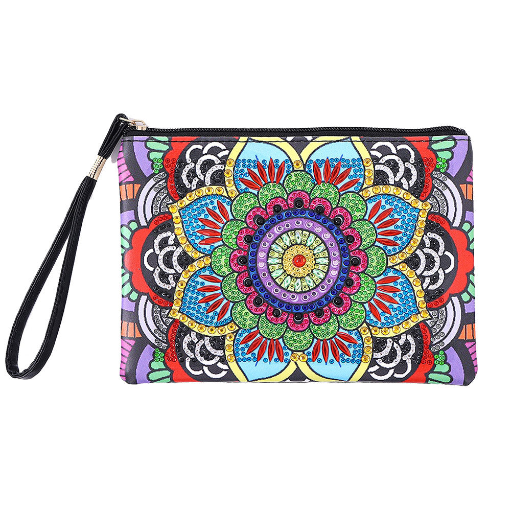 Mandala Lotus Coloré Broderie Diamant Sac Poignet