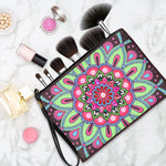 Mandala Lotus Rose-Vert Broderie Diamant Sac Poignet
