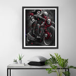 Mariée et Marié Squelettes à Moto Broderie Diamant