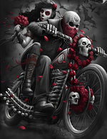 Mariée et Marié Squelettes à Moto Broderie Diamant