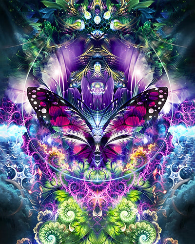 Masque Papillon Violet Broderie Diamant