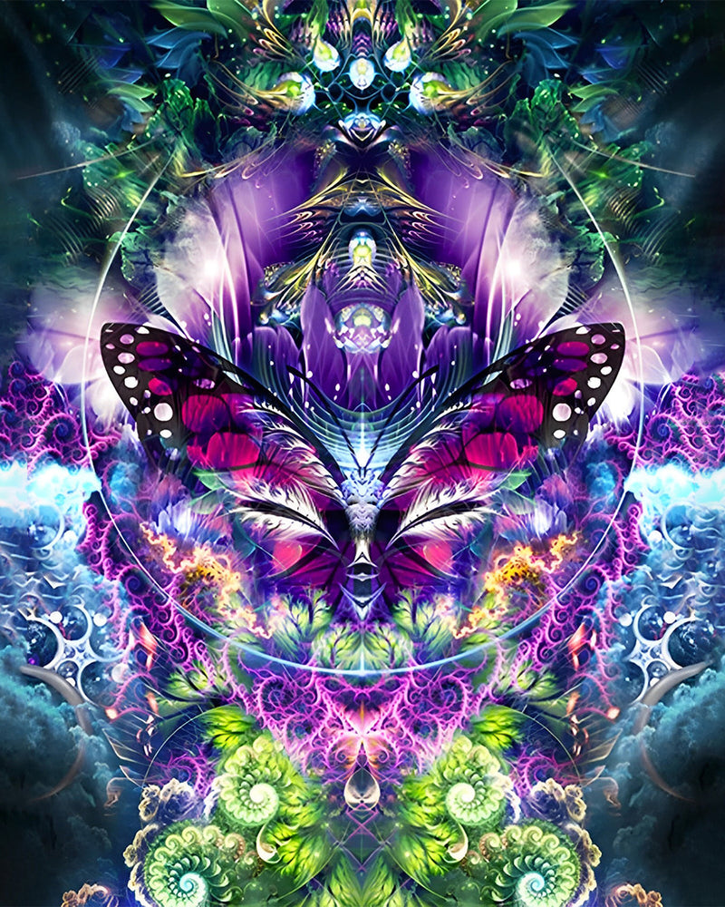 Masque Papillon Violet Broderie Diamant