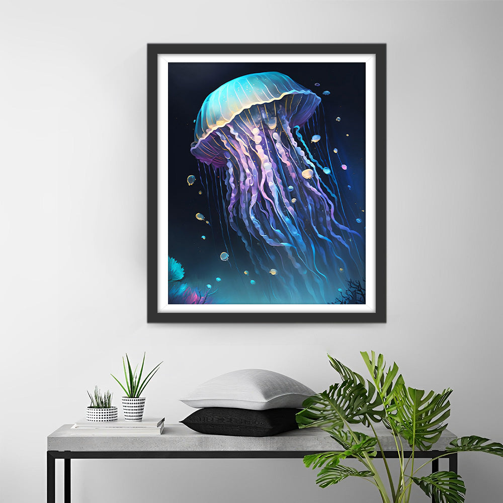 Meduse Bleue et Violette Broderie Diamant