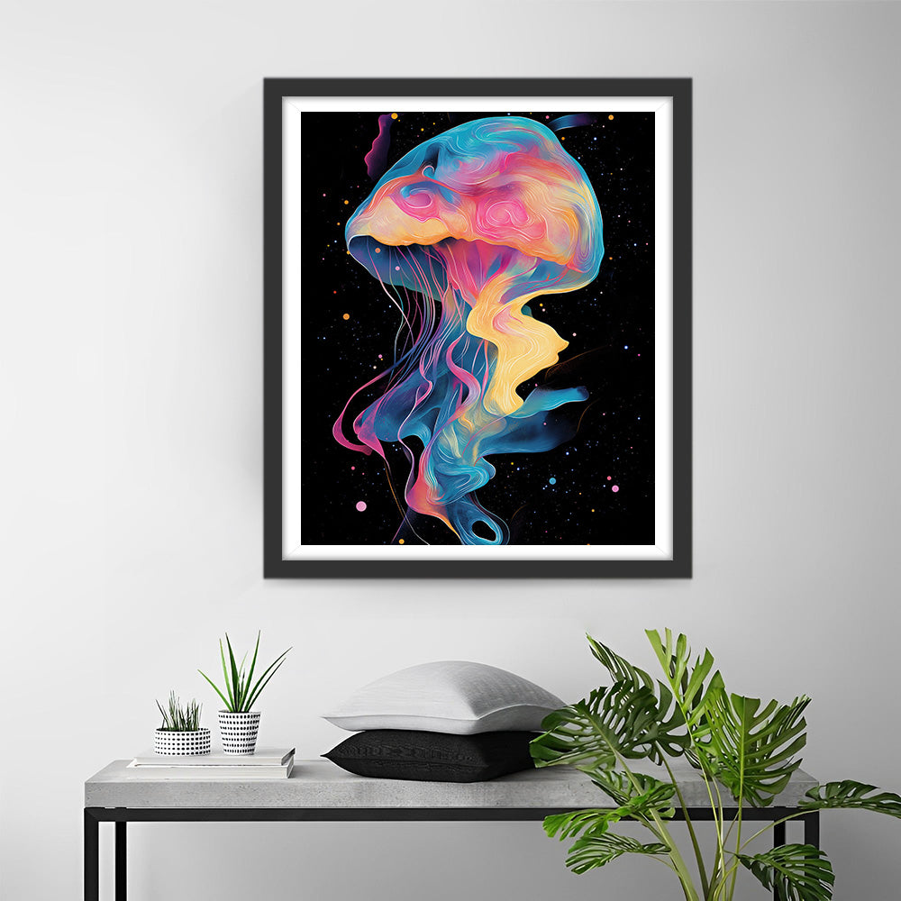 Meduse Colorée dans l’Obscurite Broderie Diamant