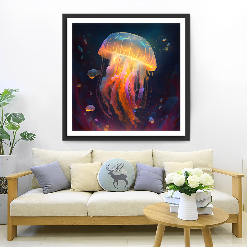 Meduse Jaune Lumineuse Broderie Diamant