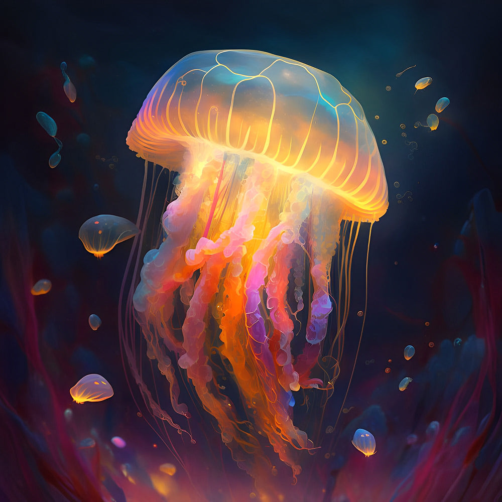 Meduse Jaune Lumineuse Broderie Diamant