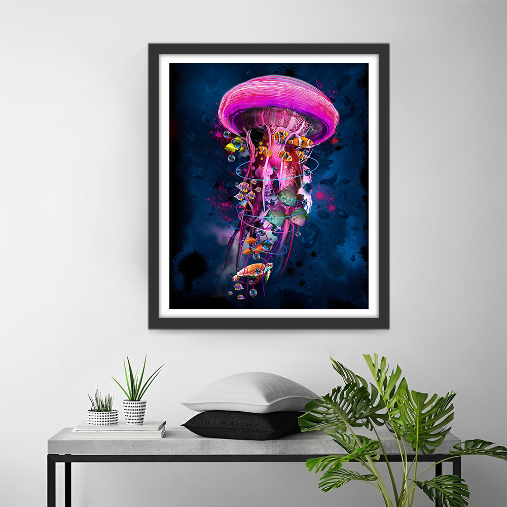 Meduse Rose Magnifique Broderie Diamant