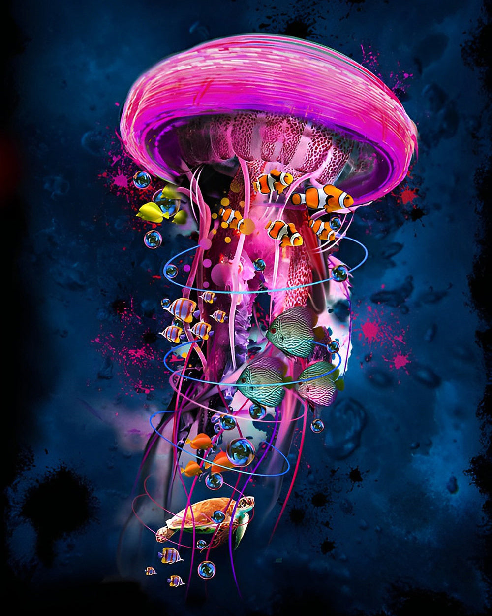 Meduse Rose Magnifique Broderie Diamant