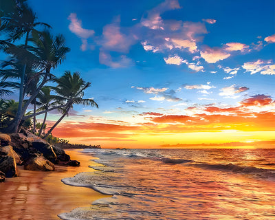 Mer au Coucher du Soleil Broderie Diamant