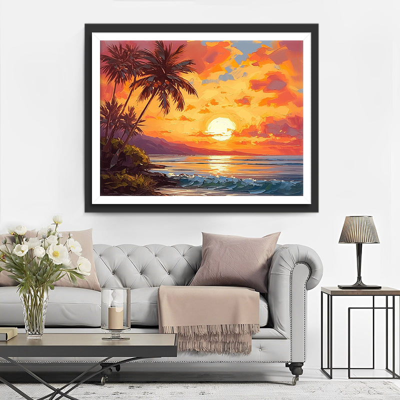 Mer et Coucher de Soleil Broderie Diamant