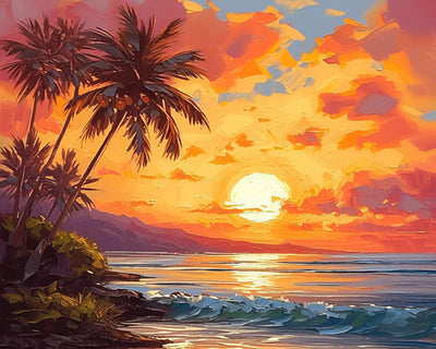Mer et Coucher de Soleil Broderie Diamant