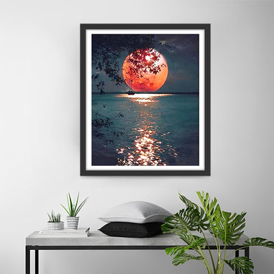 Mer sous la Lune Rouge Broderie Diamant