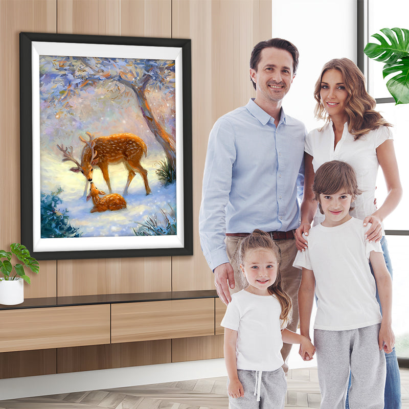 Mère Cerf et Son Bébé Broderie Diamant