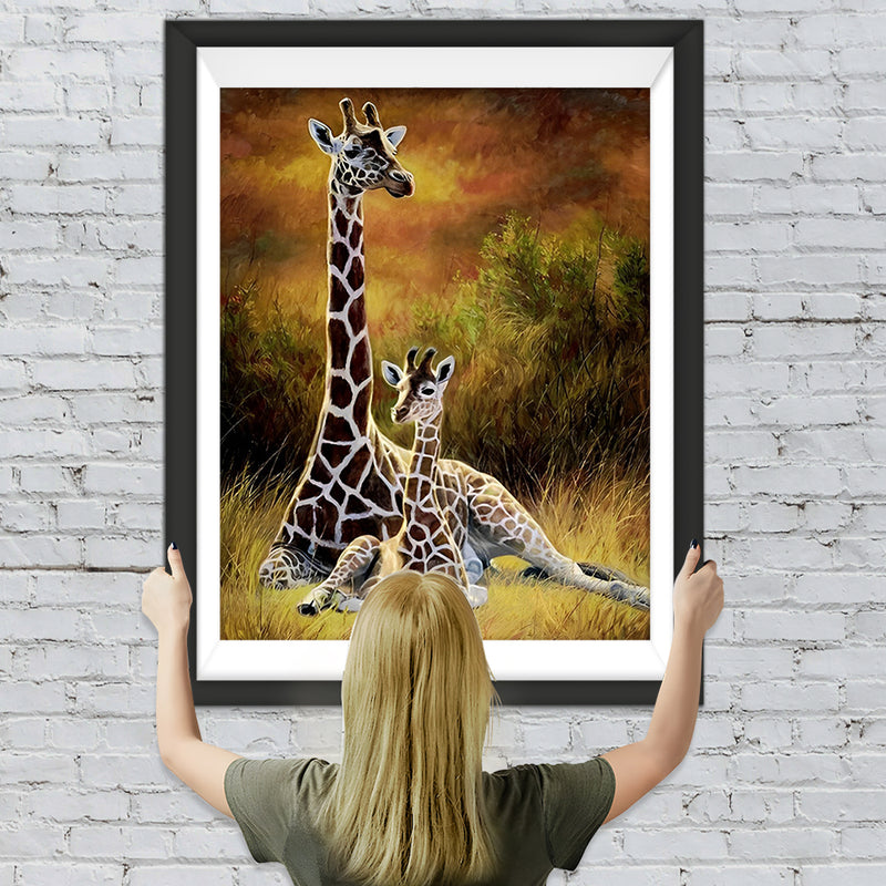 Mère Girafe et Son Bébé Broderie Diamant