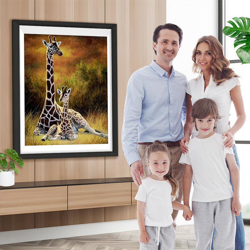 Mère Girafe et Son Bébé Broderie Diamant