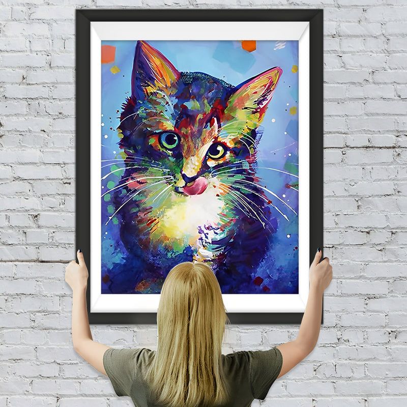 Mignon Chaton Coloré Broderie Diamant