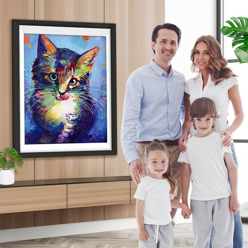 Mignon Chaton Coloré Broderie Diamant
