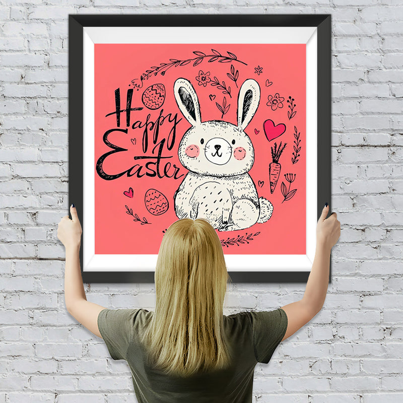 Mignon Lapin Dessiné de Pâques Fête Broderie Diamant