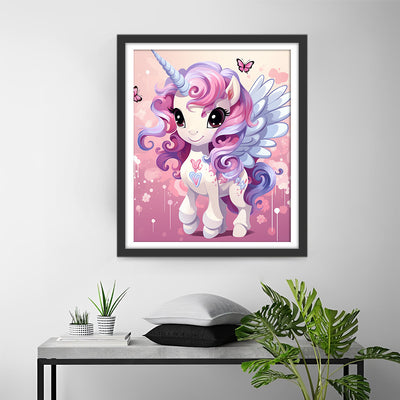 Mignonne Licorne Dessin Animé avec Ailes Broderie Diamant