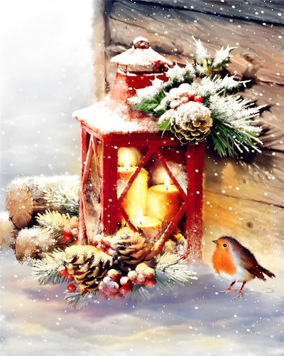 Moineau de Noël Broderie Diamant