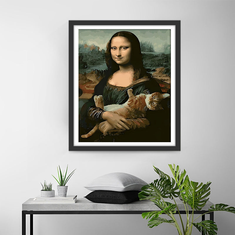 Mona Lisa Tenant un Chat Broderie Diamant