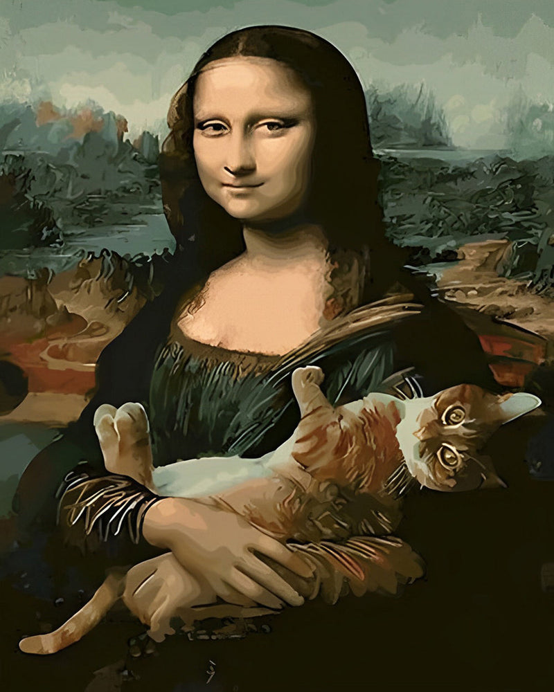 Mona Lisa Tenant un Chat Broderie Diamant