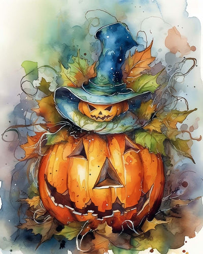 Monstre Citrouille d’Halloween Broderie Diamant