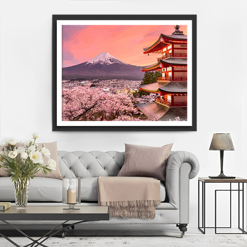 Mont Fuji et Sakura Broderie Diamant