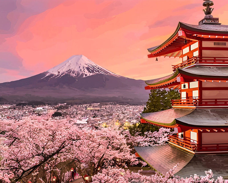 Mont Fuji et Sakura Broderie Diamant