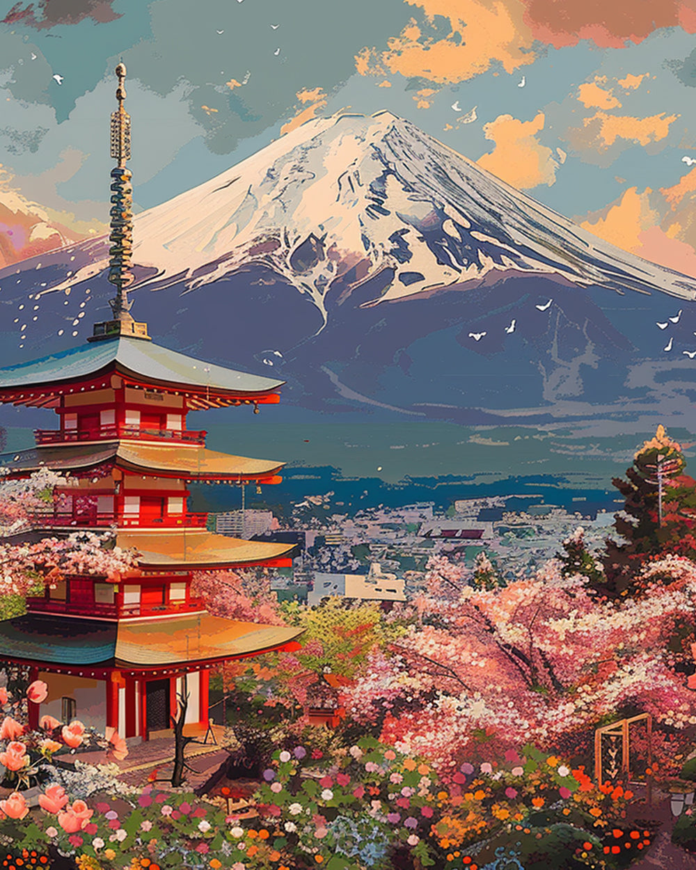 Mont Fuji, Japon Broderie Diamant