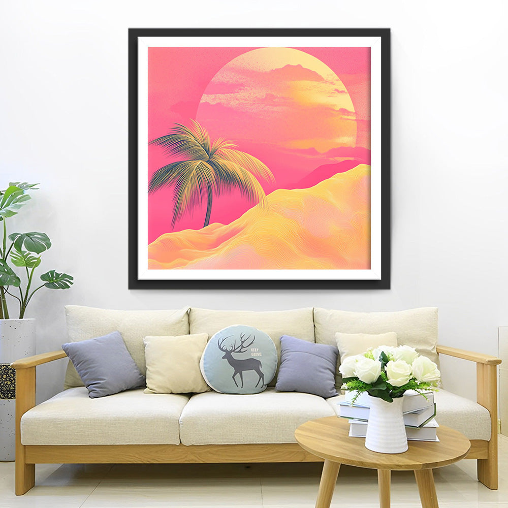 Montagne Rose et Lever du Soleil Broderie Diamant