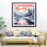 Montagnes Couvertes de Neige Broderie Diamant