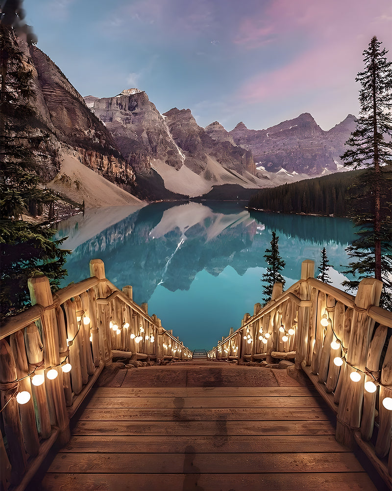 Montagnes, Lac et Pont Broderie Diamant