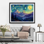 Montagnes sous une Nuit Étoilée Style Van Gogh Broderie Diamant