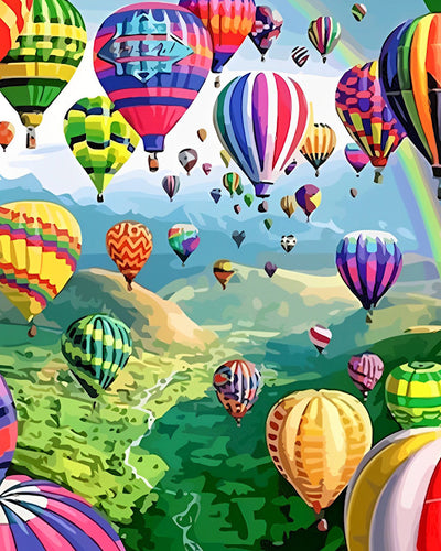 Montgolfières au-dessus des Montagnes Broderie Diamant