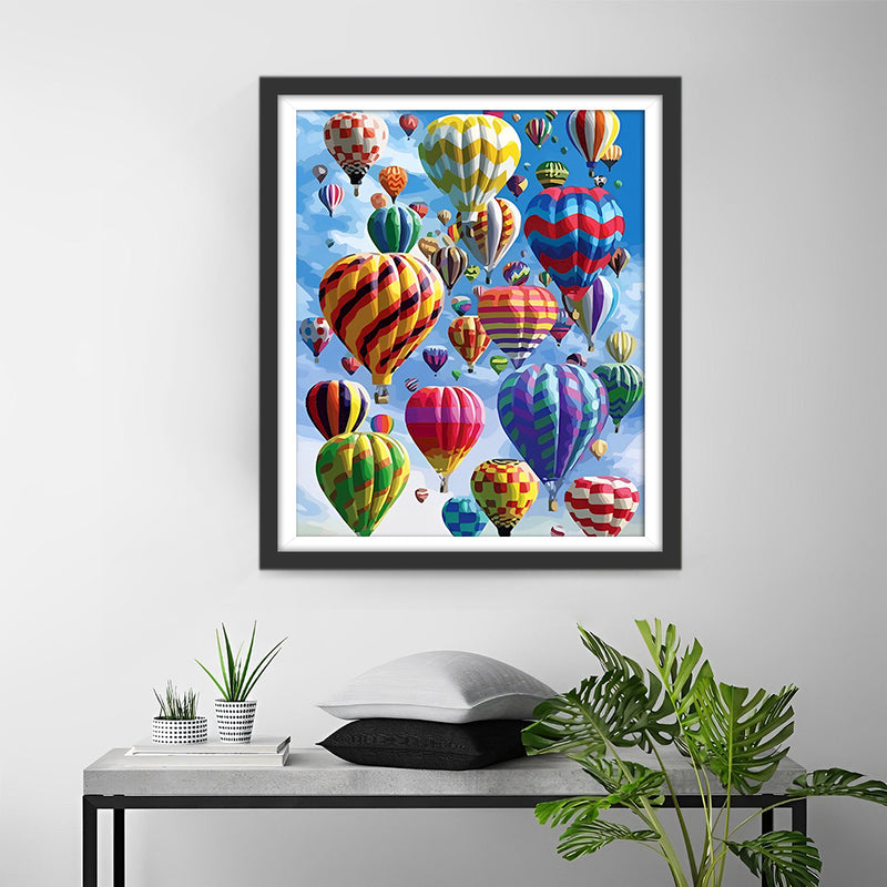Montgolfières Colorées Flottantes Broderie Diamant