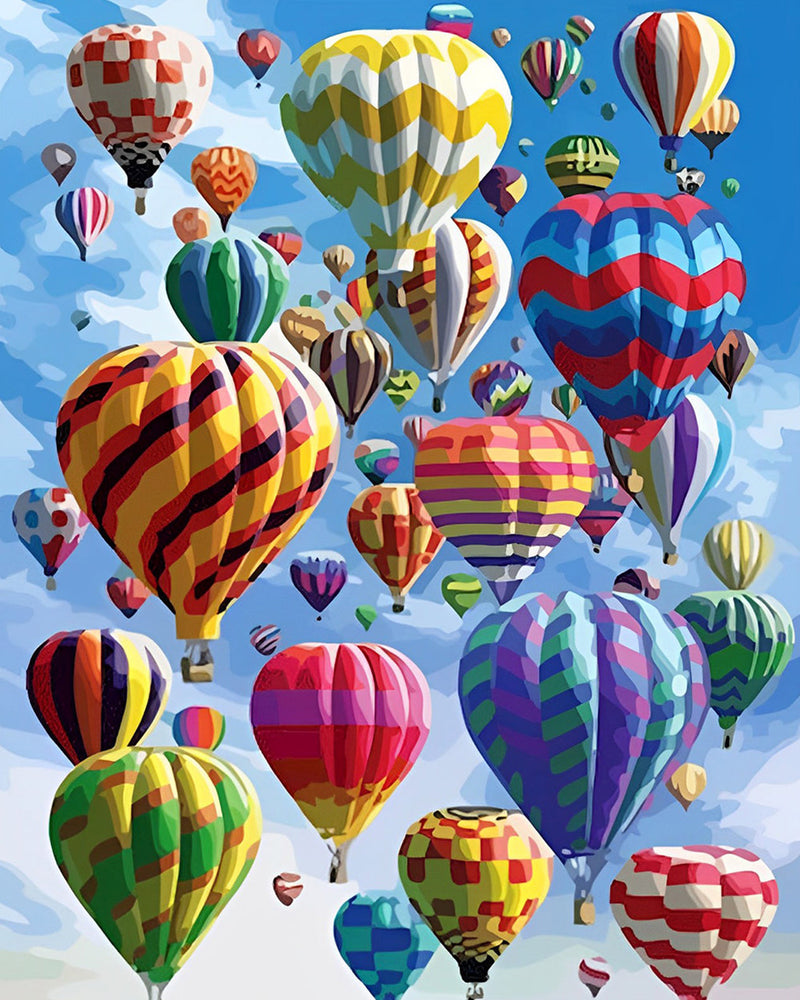 Montgolfières Colorées Flottantes Broderie Diamant