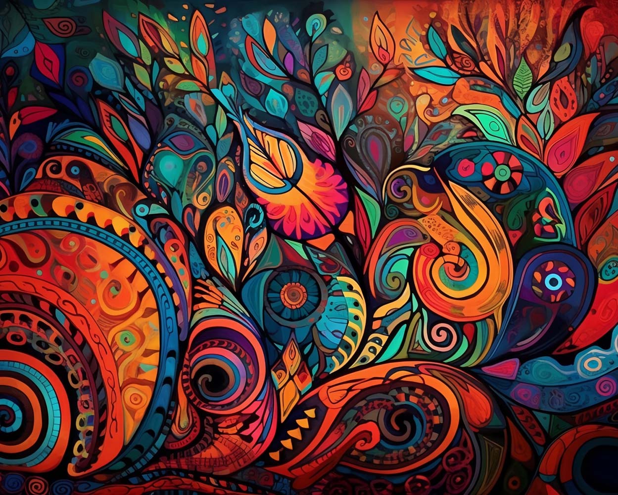 Motif Abstrait Coloré Broderie Diamant