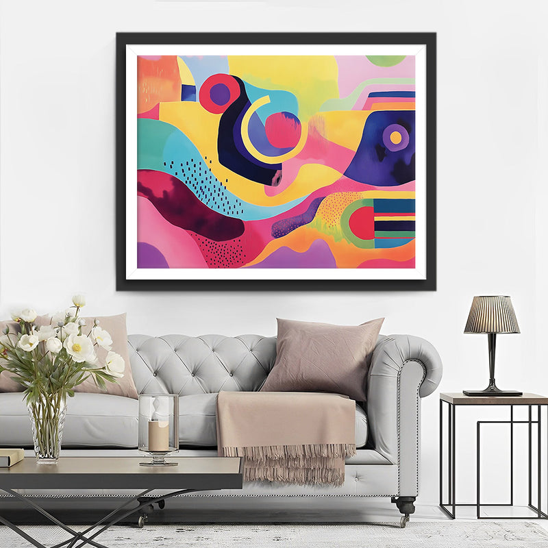 Motif Abstrait Coloré de Dessin Animé Broderie Diamant