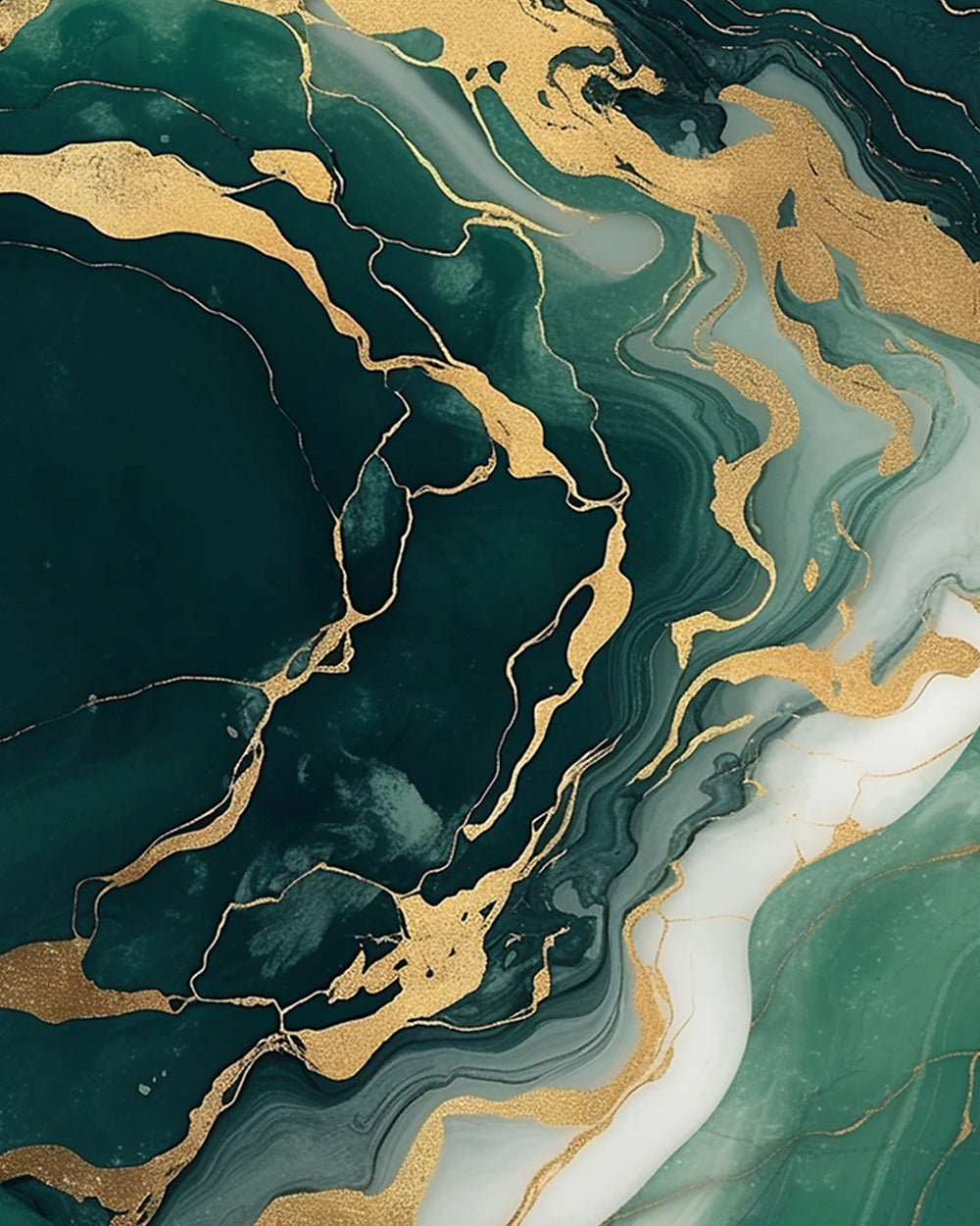 Motif Abstrait de Liquide Vert Broderie Diamant