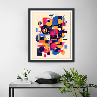 Motif Geometrique Abstrait Coloré Broderie Diamant
