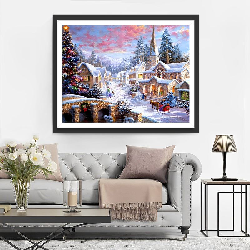 Noël dans une Petite Ville Broderie Diamant