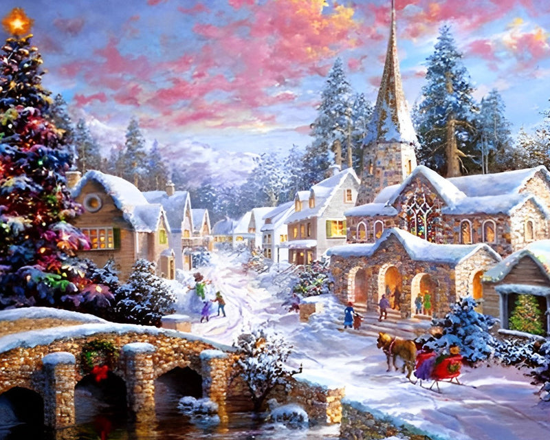 Noël dans une Petite Ville Broderie Diamant