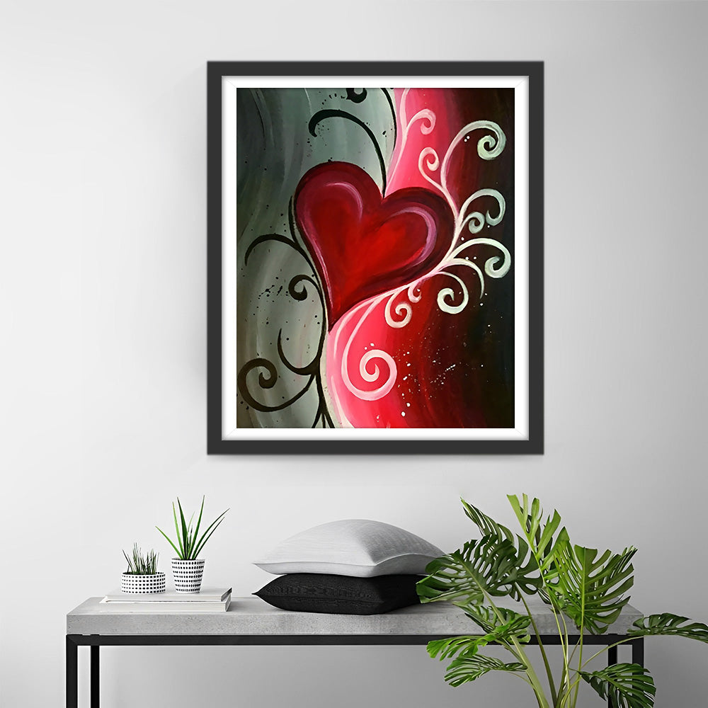 Nuage en Forme de Cœur Rouge Broderie Diamant