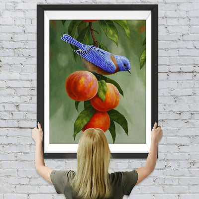Oiseau Bleu et Trois Pêches Broderie Diamant