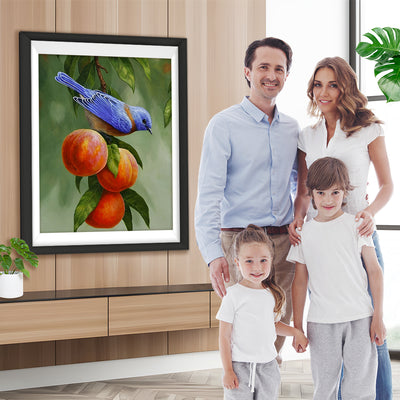 Oiseau Bleu et Trois Pêches Broderie Diamant