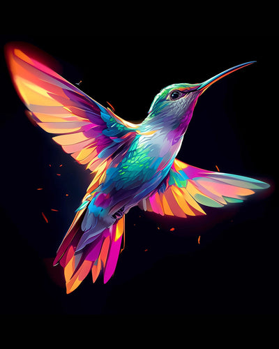 Oiseau Coloré Volant dans l’Obscurite Broderie Diamant